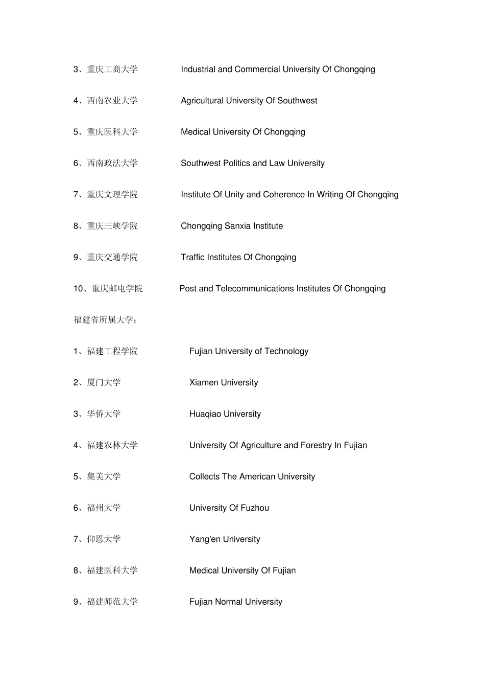 全国大学中英文对照(包括医学院校)_第3页