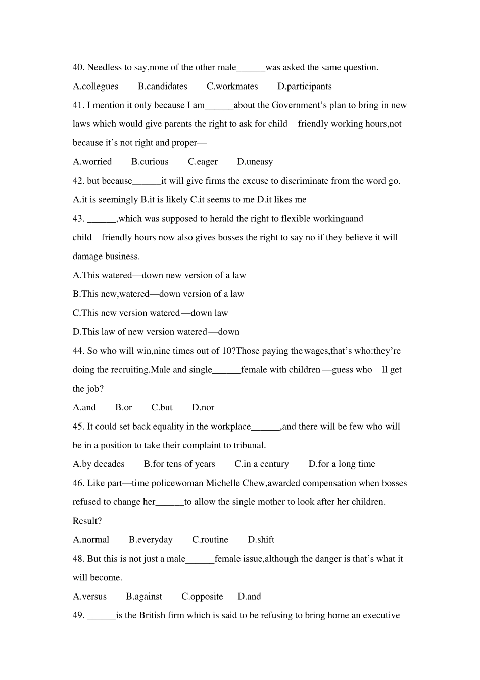 全国大学生英语竞赛历年选择题及其答案_第2页