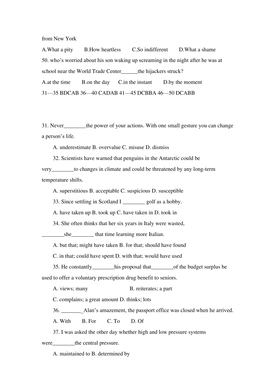 全国大学生英语竞赛历年选择题及其答案_第3页