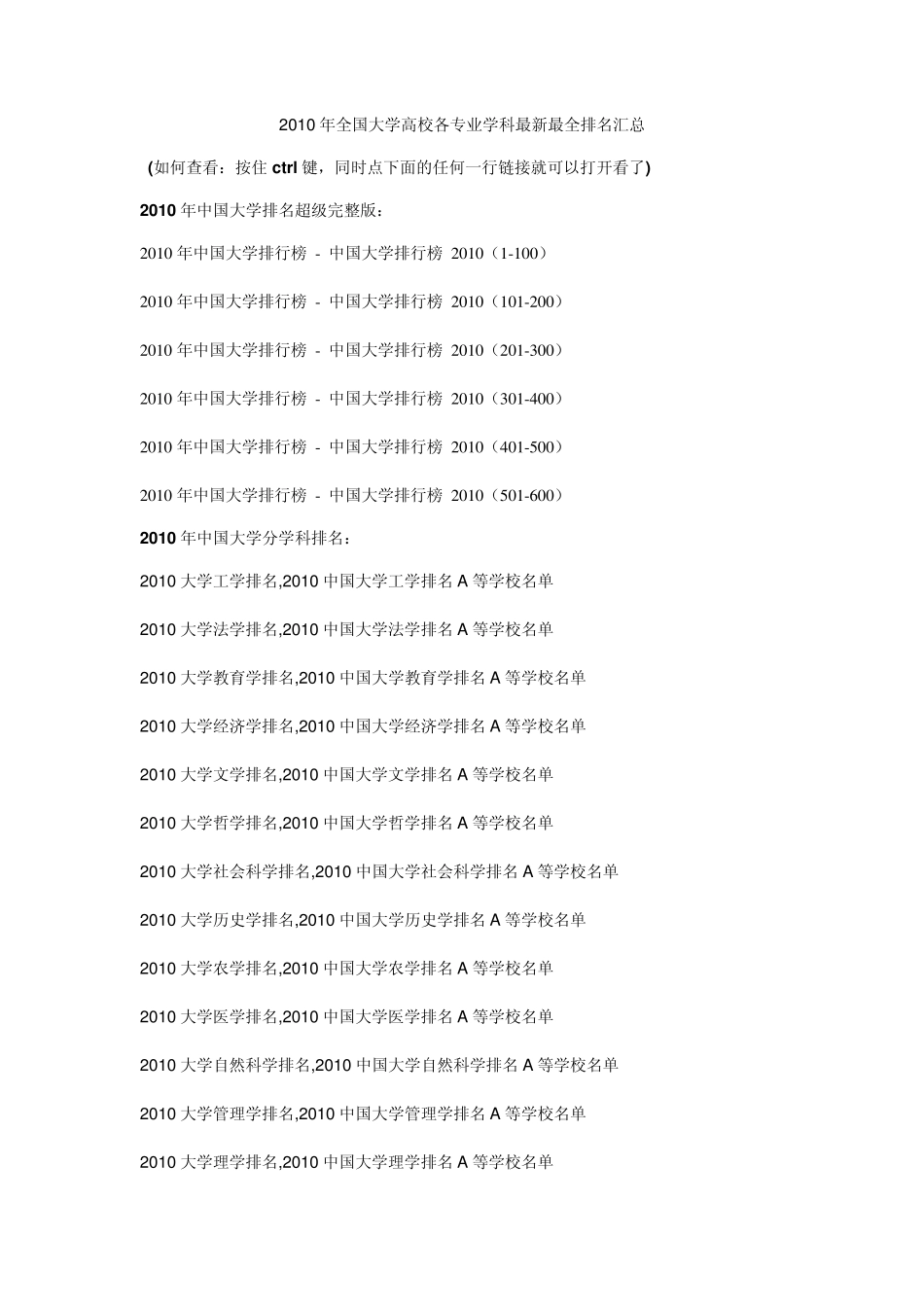 全国大学高校各专业学科最新最全排名汇总_第1页