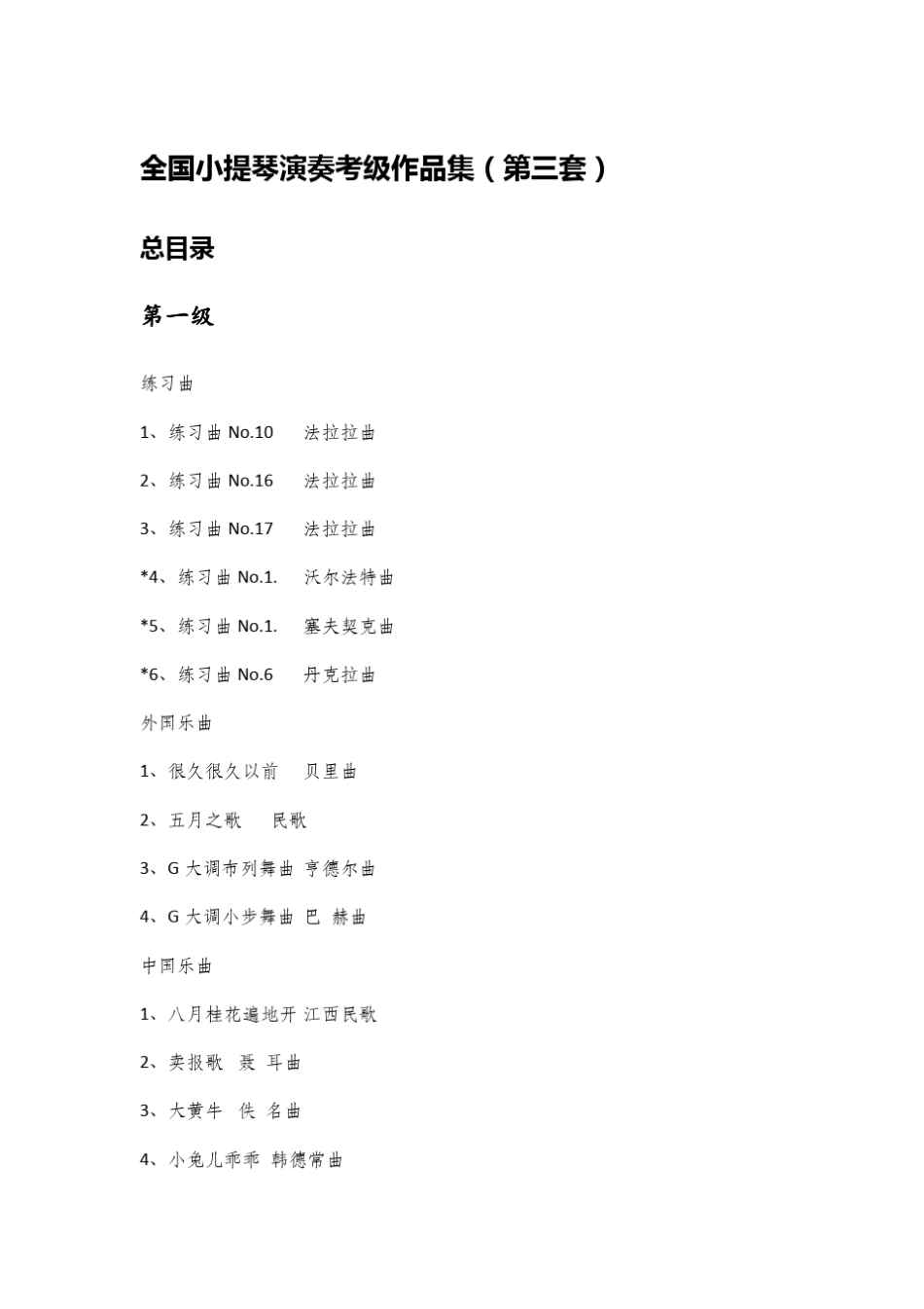 全国小提琴演奏考级作品集_第1页