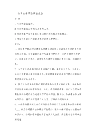 公司法律风险调查报告