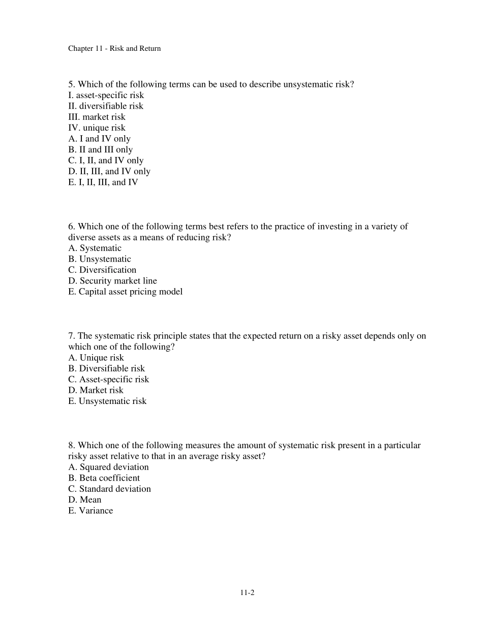 公司理财精要第十一章题库_第2页