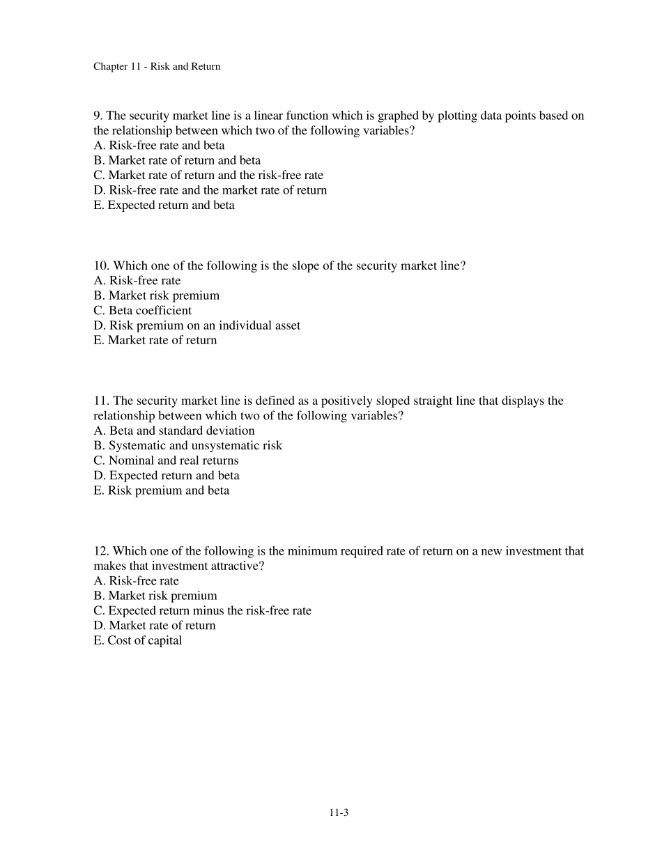 公司理财精要第十一章题库_第3页