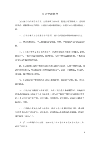 公司管理制度制度大纲