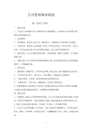 公司管理规章制度(员工守则+员工行为规范+员工管理制度)