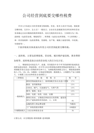 公司经营到底要交哪些税费
