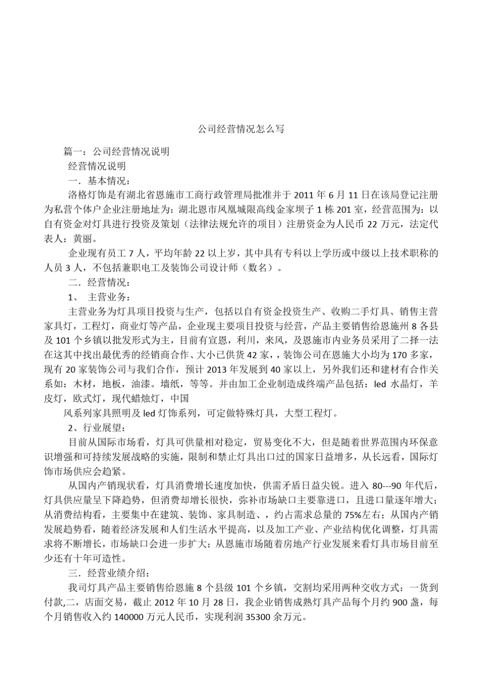 公司经营情况怎么写企业经营怎么写_第1页