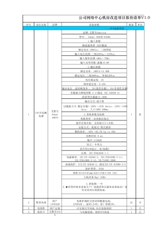 公司网络中心机房改造项目报价清单