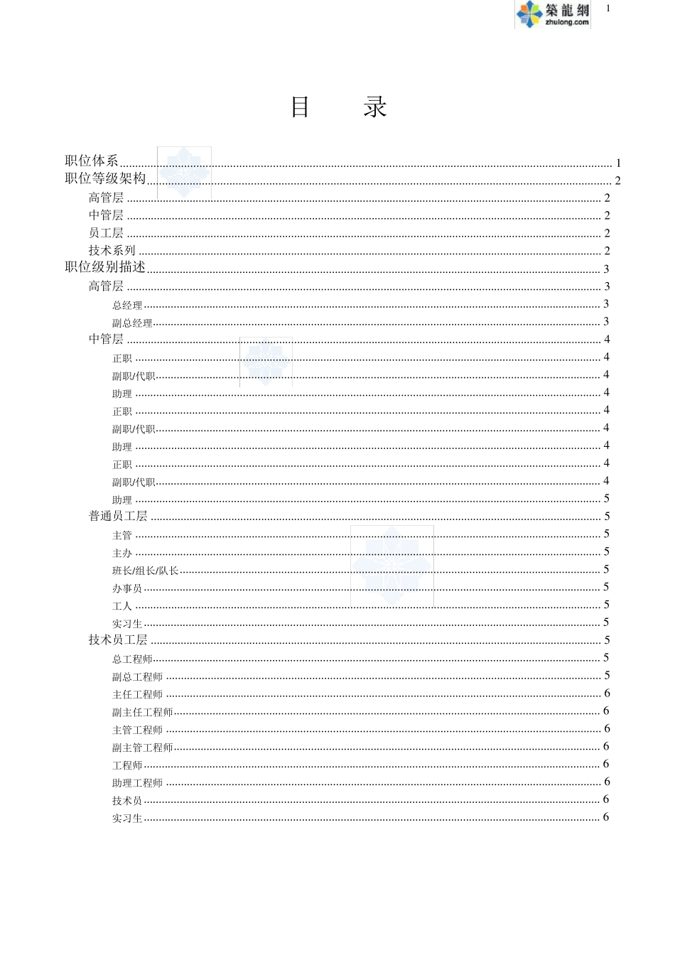 公司职位体系、职位等级架构_第1页