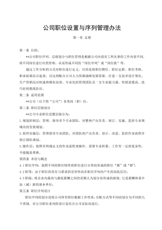 公司职位设置与序列管理办法