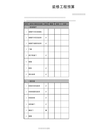 公司装修工程预算报价单