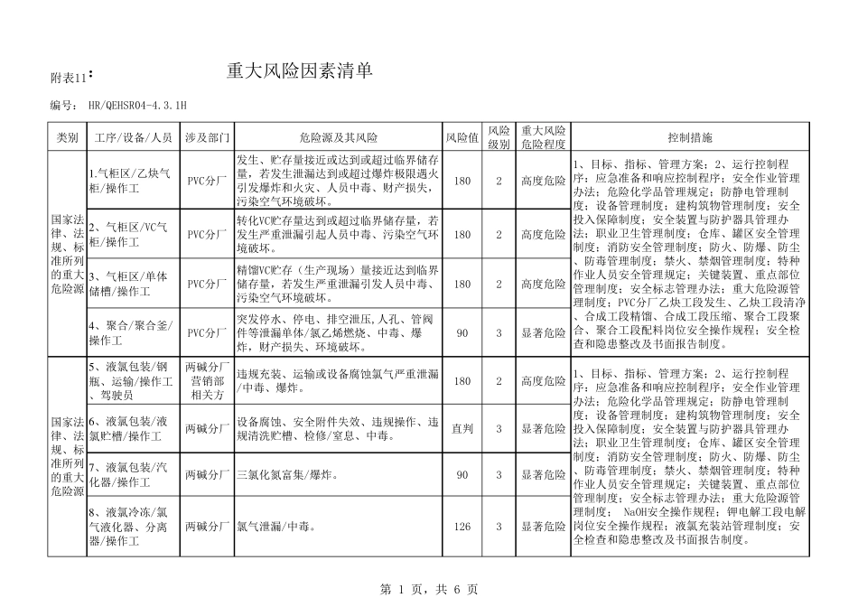 公司重大风险清单10.25_第1页