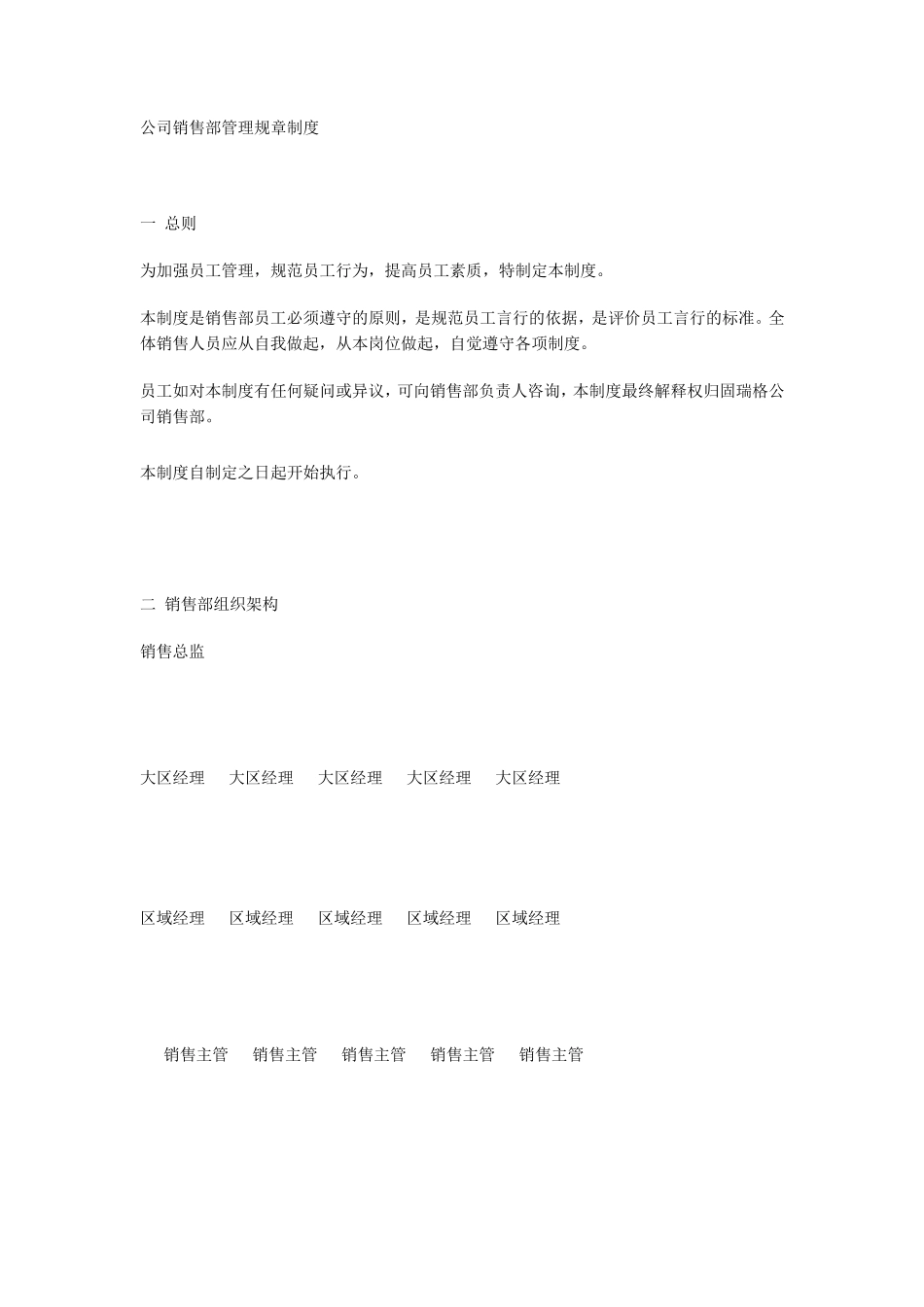 公司销售部管理规章制度_第1页