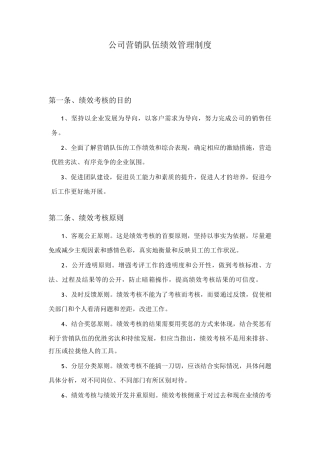 公司销售队伍绩效管理制度