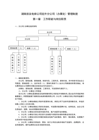 公司驻外分公司(办事处)管理制度
