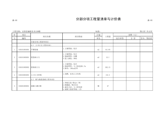 公园分部分项工程量清单与计价表