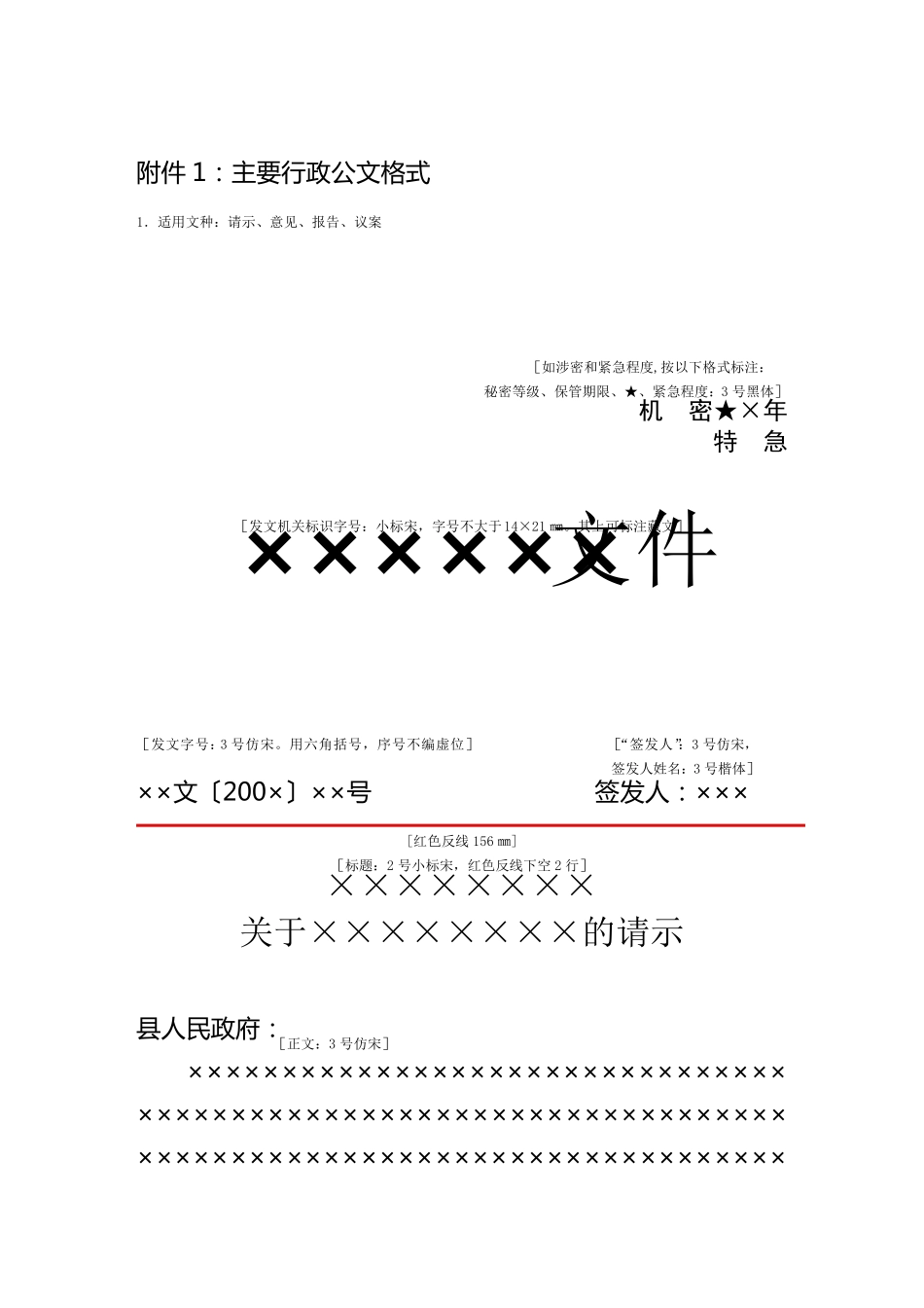 公文格式模板及主题词_第1页