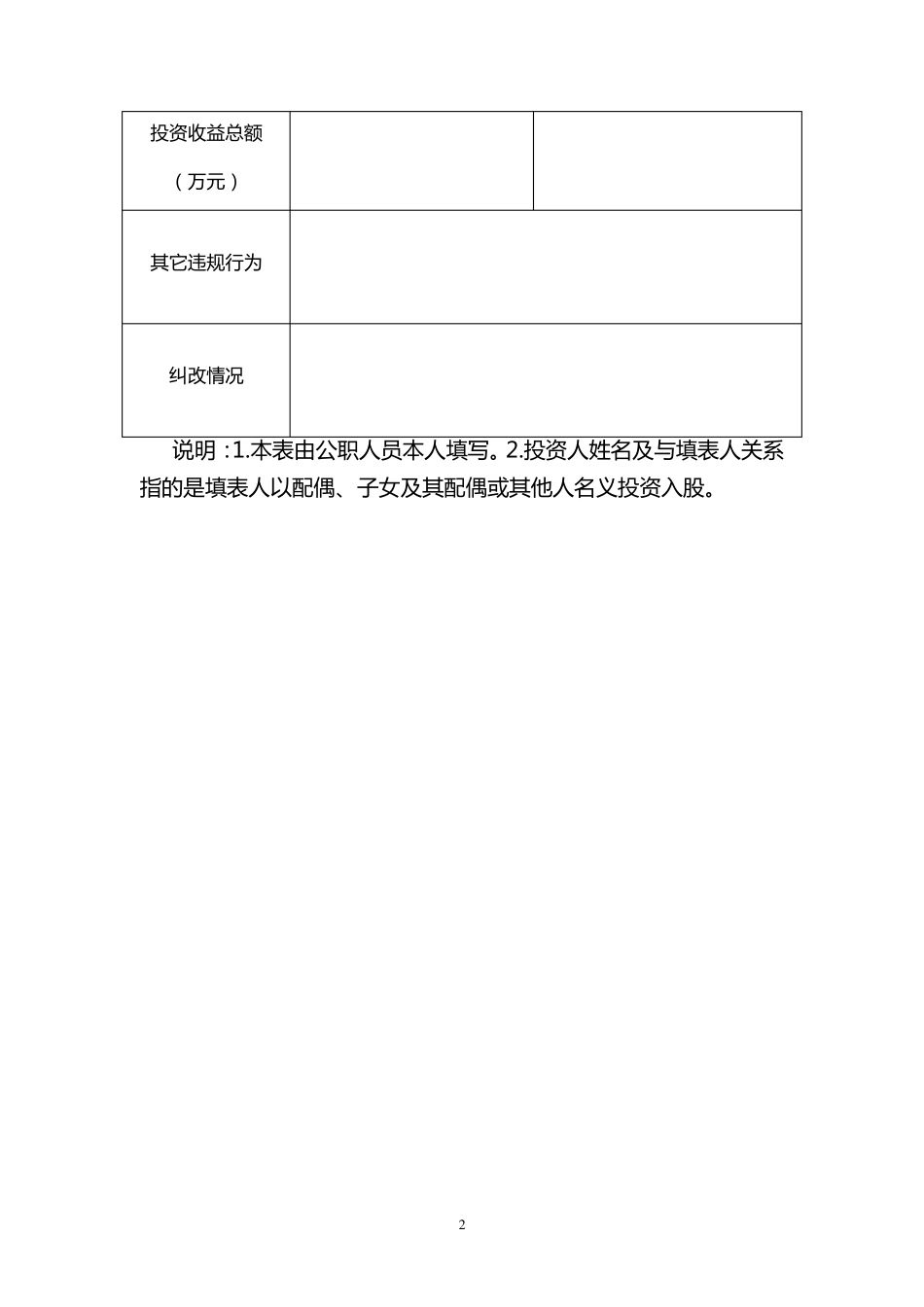公职人员经商办企业自查登记表等七张表_第2页