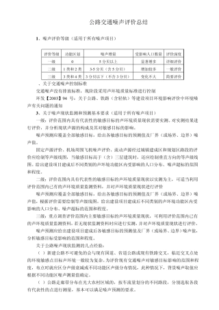 公路交通噪声评价总结(一点个人体会)