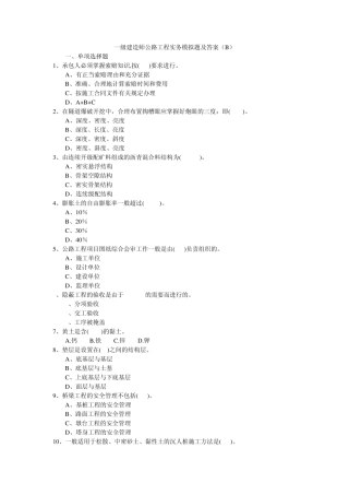 公路工程实务一级建造师模拟题B2009空白