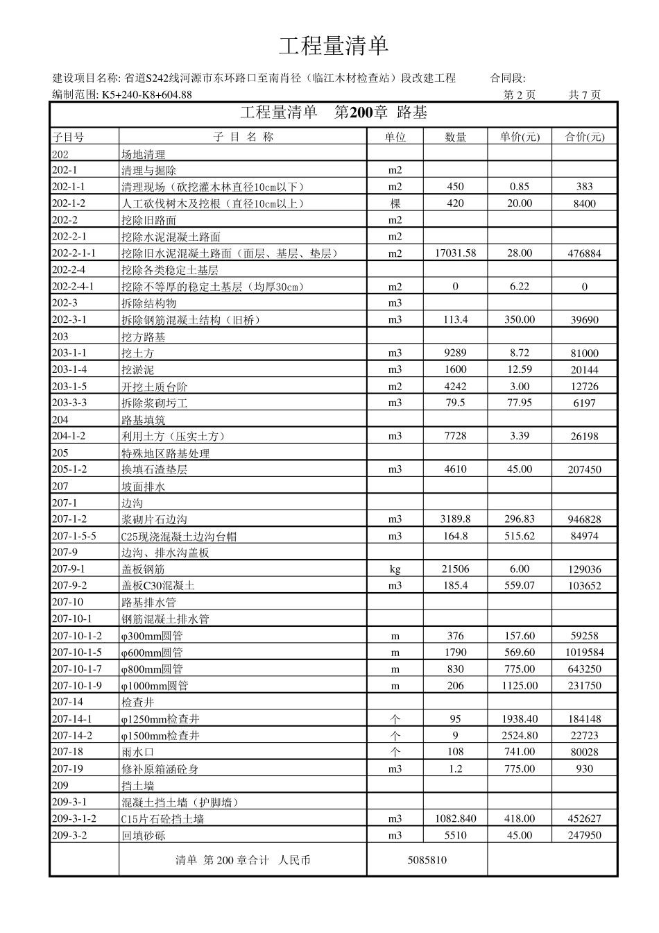 公路工程量清单_第2页