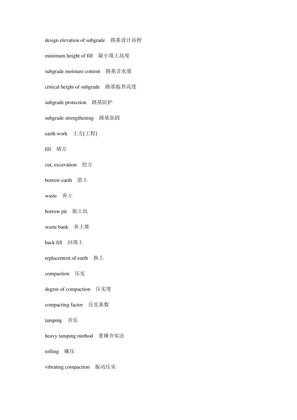 公路施工词汇(中英)_第1页