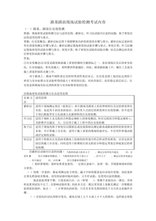 公路检测师路基路面现场检测内容整理