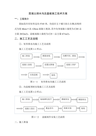 公路混凝土排水沟及盖板施工方案