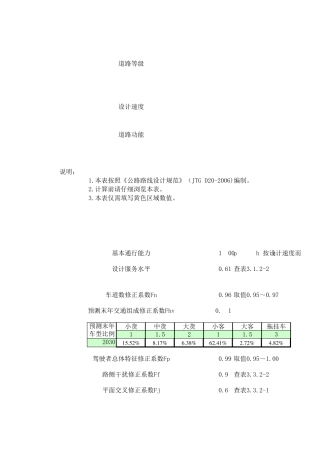 公路通行能力及车道数计算