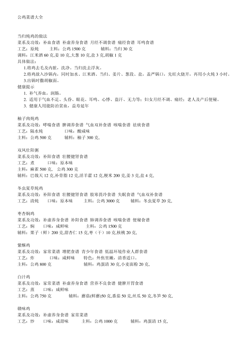 公鸡菜谱大全_第1页