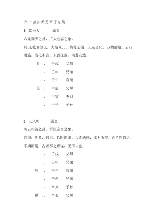 六十四卦浑天甲子定局