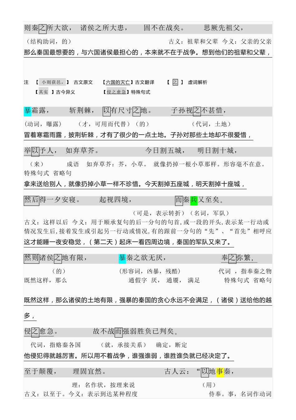 六国论翻译对照词义解析_第2页