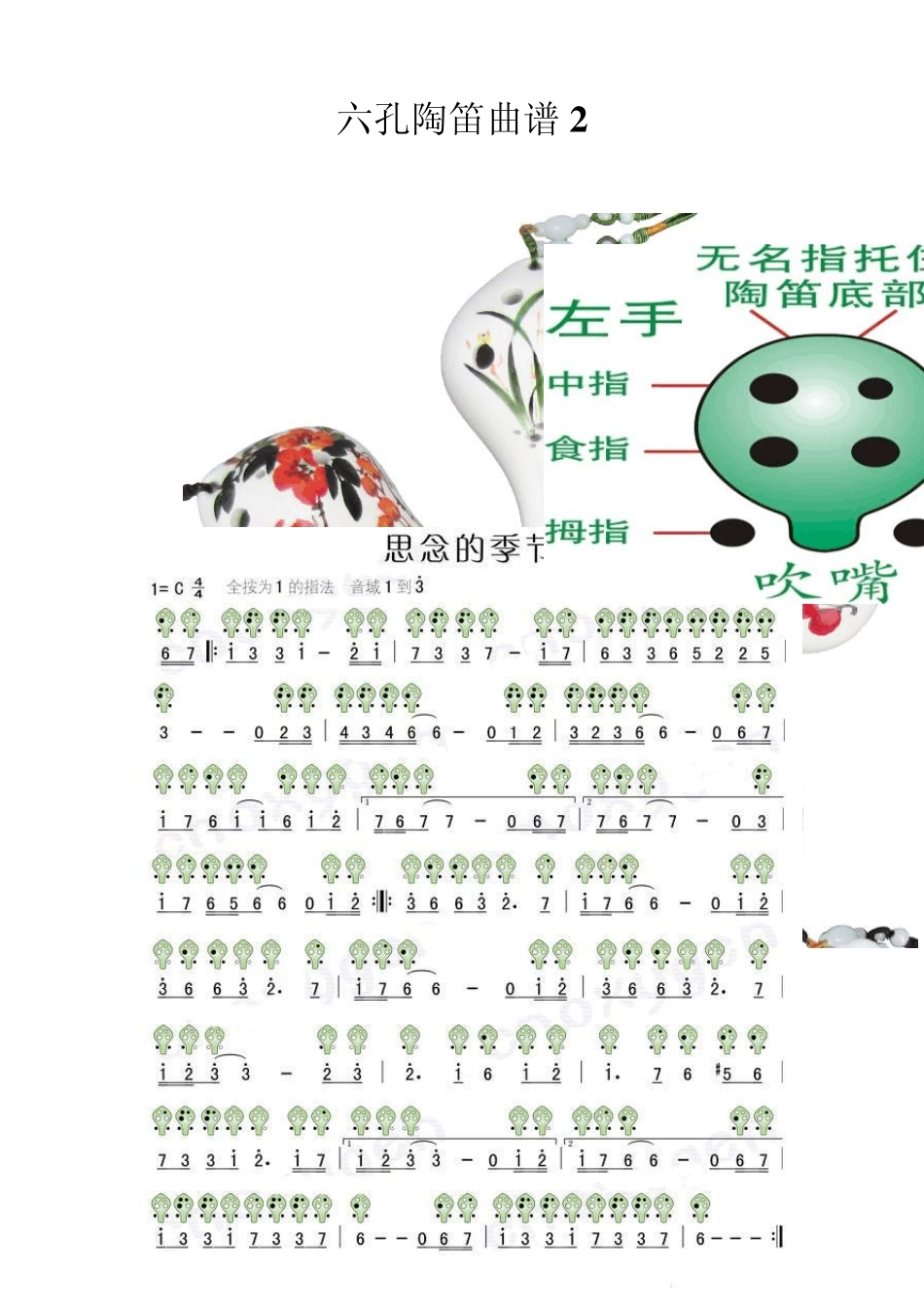 六孔陶笛曲谱2_第1页
