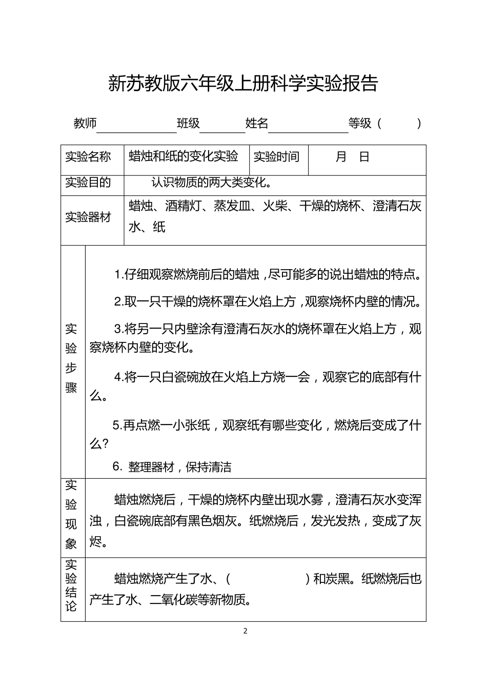 六年级上册科学实验报告(20212022新苏教版)_第2页