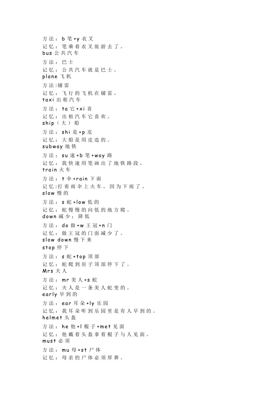 六年级上册英语单词拆分_第3页