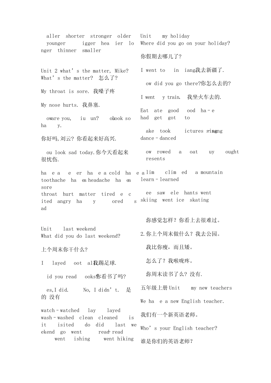 六年级上册英语句型_第3页