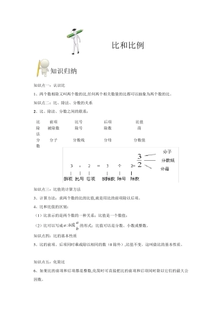 六年级下册数学专题比和比例