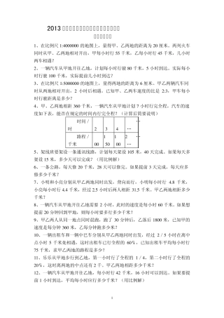 六年级下册数学总复习应用题
