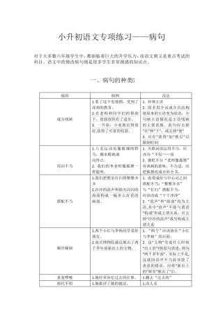 六年级下册语文《修改病句》专项练习