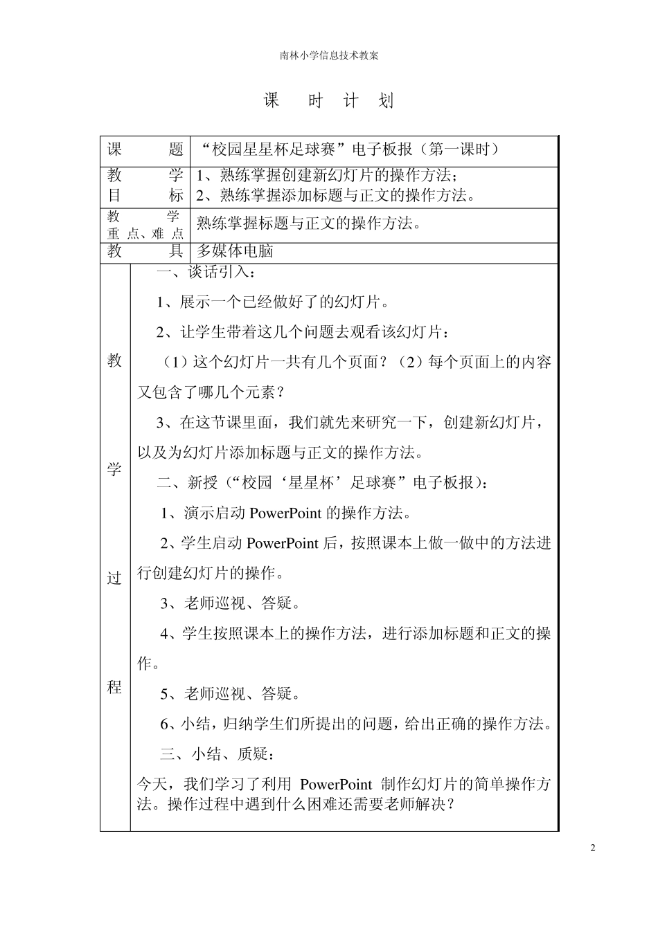 六年级下学期信息技术教案(江西版)_第2页