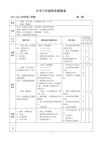六年级下期体育教案(全册54课时)