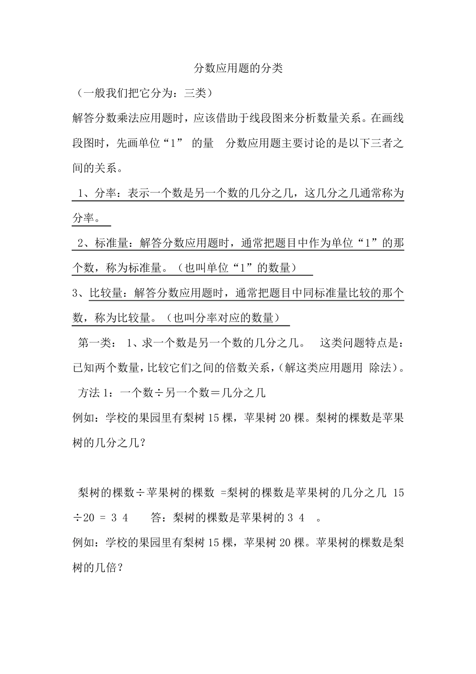 六年级分数应用题单位一三大分类_第1页