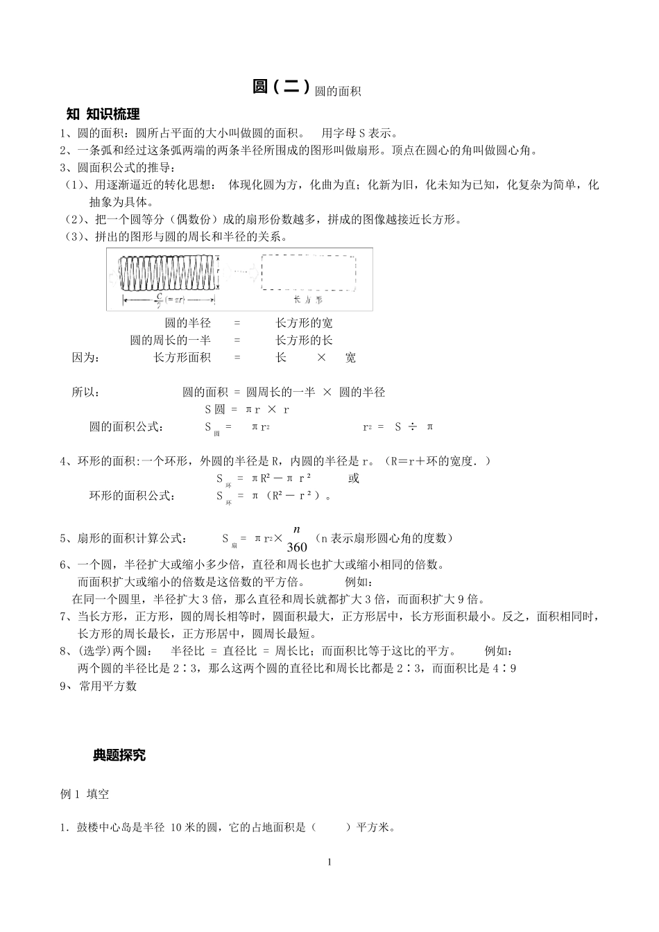六年级圆的面积经典题型讲解+练习_第1页