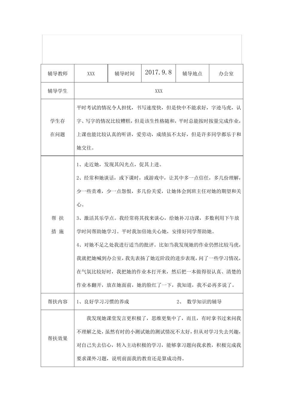 六年级学困生留守儿童建档立卡生一学期的帮扶记录_第3页