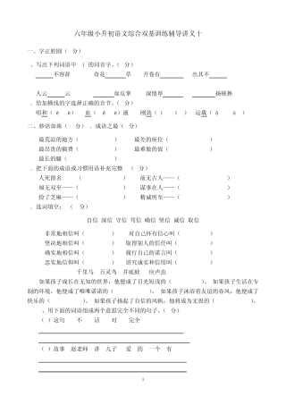 六年级小升初语文综合双基训练辅导讲义十