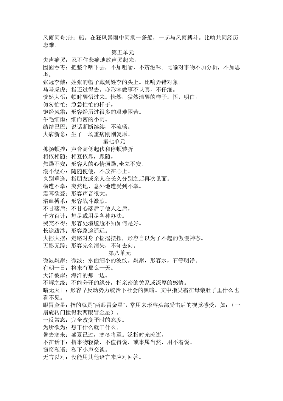 六年级应掌握的四字词语_第3页