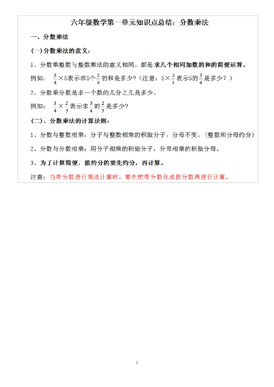 六年级数学上册分数乘法归纳总结_第1页