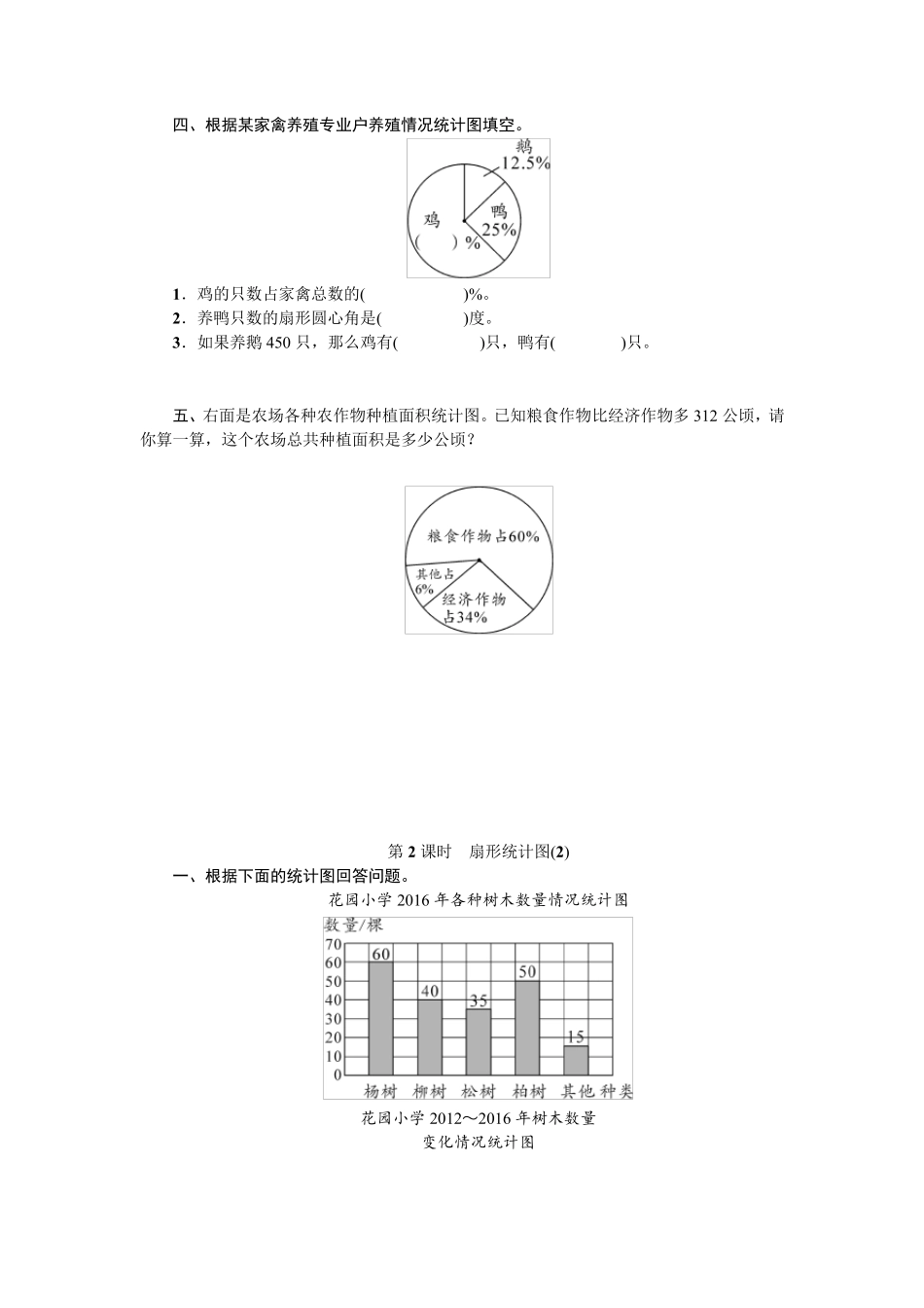 六年级数学下册扇形统计图练习_第2页