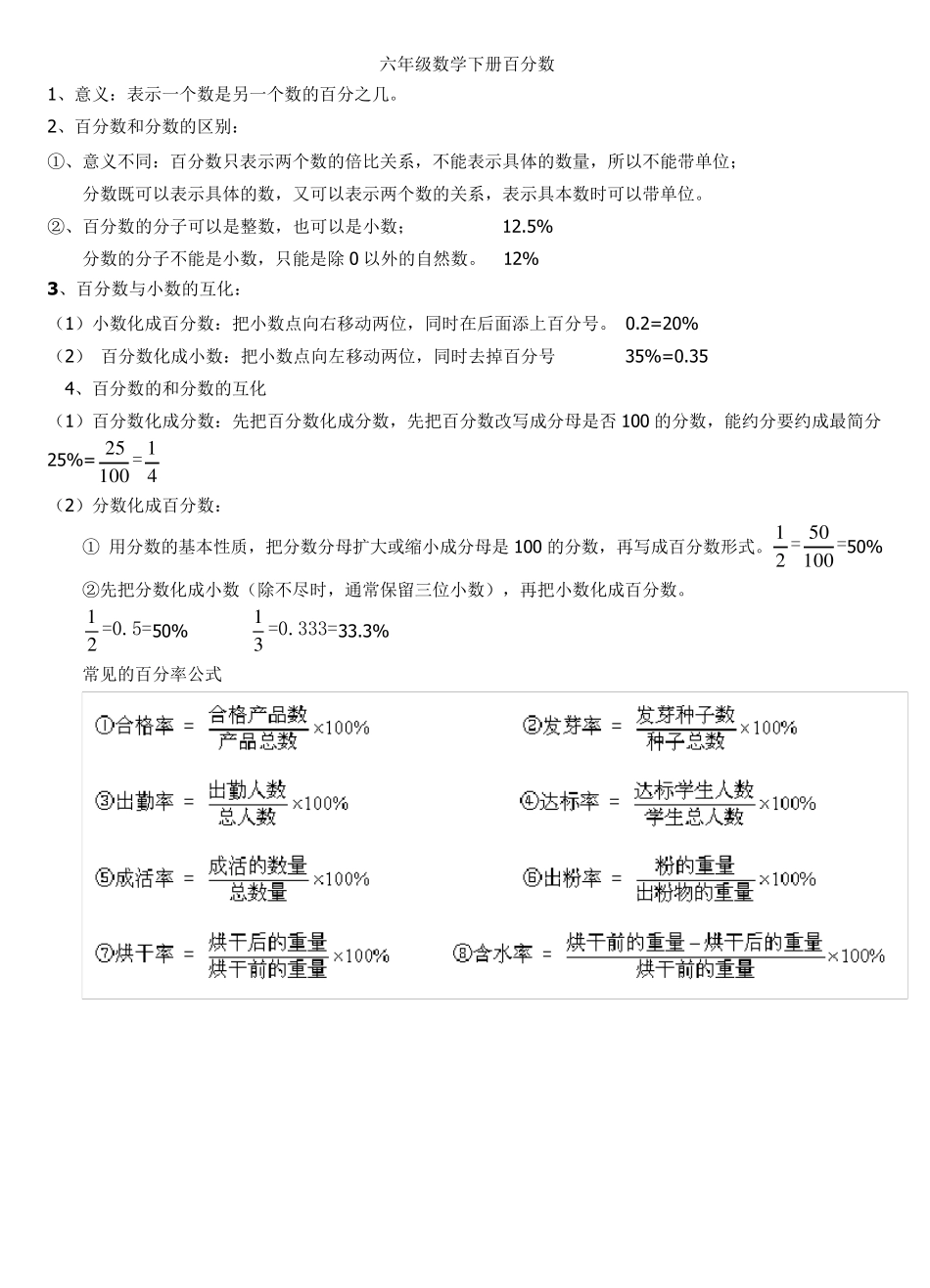 六年级数学下百分数知识点总结_第1页
